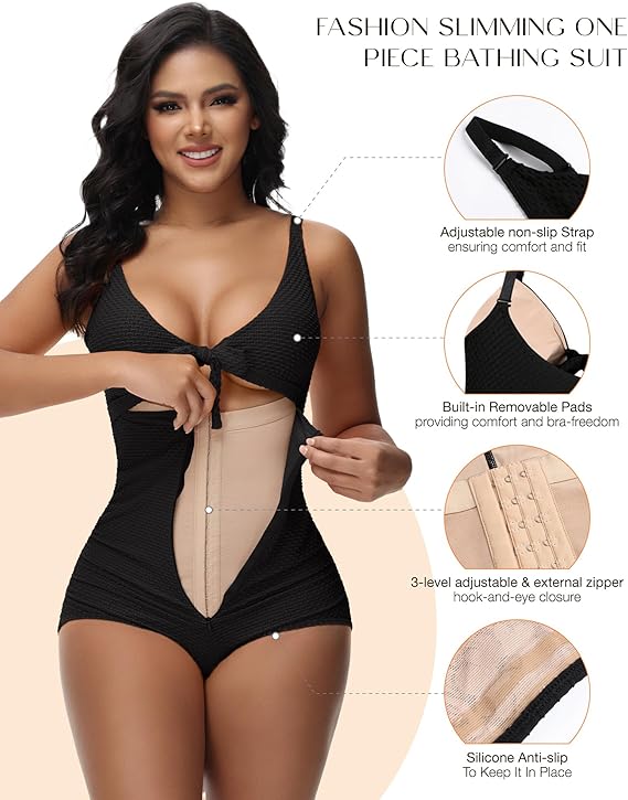 Shapshe® Cut-Out Knoten Vorne Bauchweg Shapewear Badeanzug