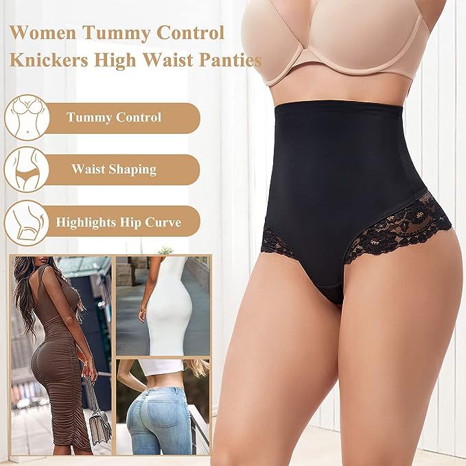 Nahtlose Spitze Bauchkontrolle Shapewear Hohe Taille Tanga Unterwäsche