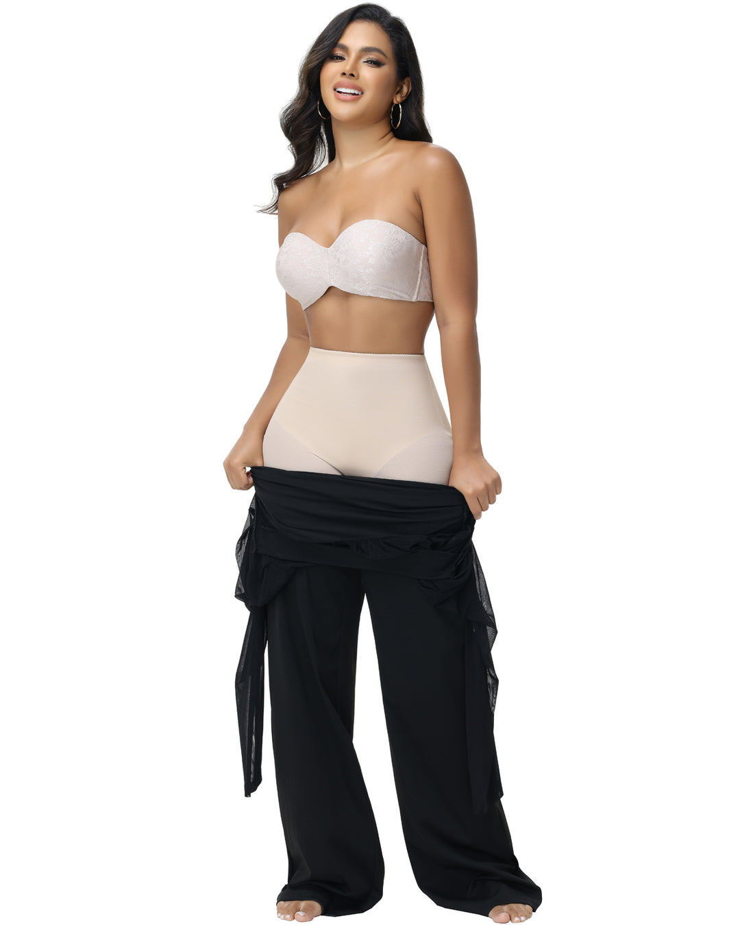 Damen Nahtlose Mesh Shapewear Shorts Hoher Taille Oberschenkelformer