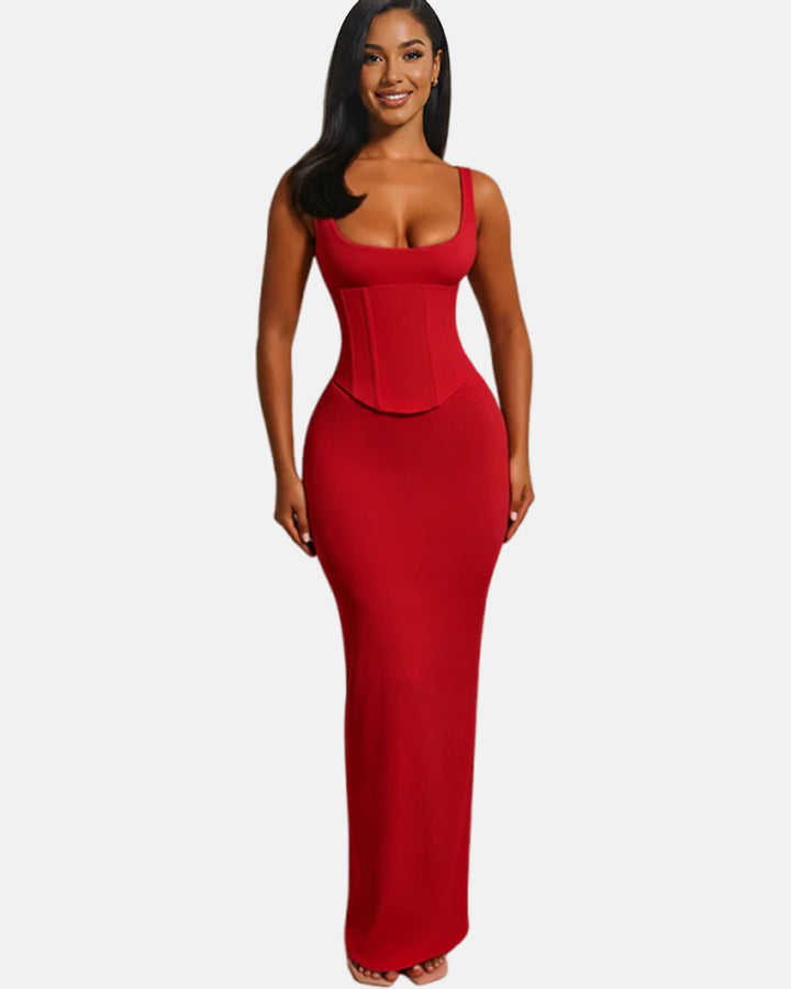 Sanduhrfigur Figurformer Korsett Maxikleid zweiteiliges Set