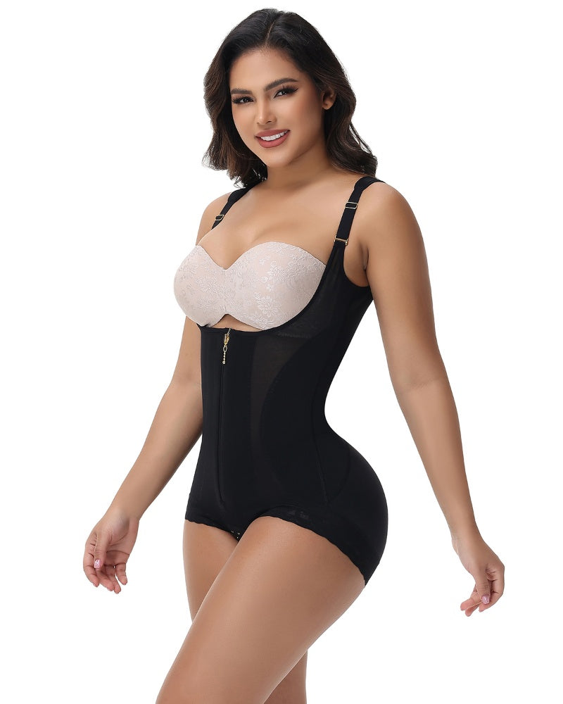 Shapshe® Nahtloser Netz Spleißen Offene Büste Po Lift Bodysuit