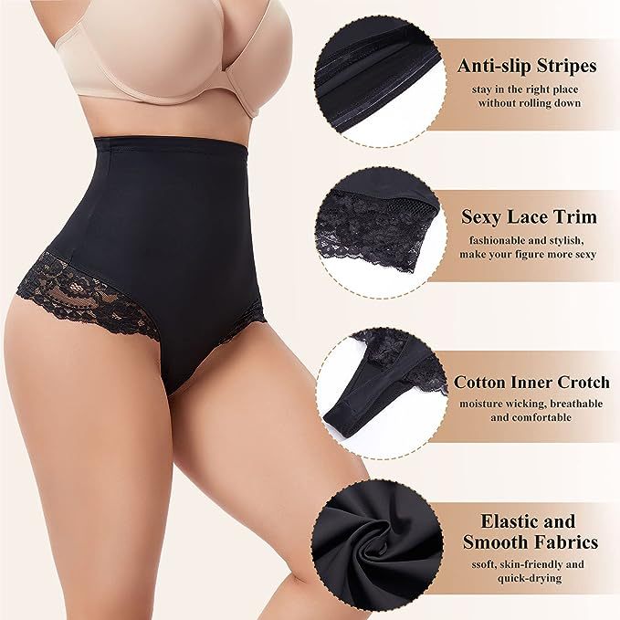 Nahtlose Spitze Bauchkontrolle Shapewear Hohe Taille Tanga Unterwäsche
