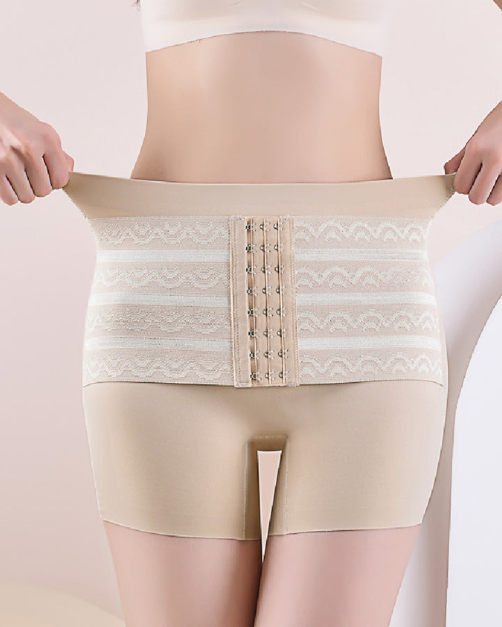 Mittelhoher Po Lifter Shapewear Shorts mit Hakengürtel