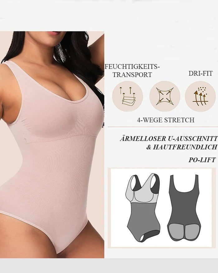 Bauchkontrolle formende Tanga Tanktop Shapewear Bodysuits mit U-Ausschnitt