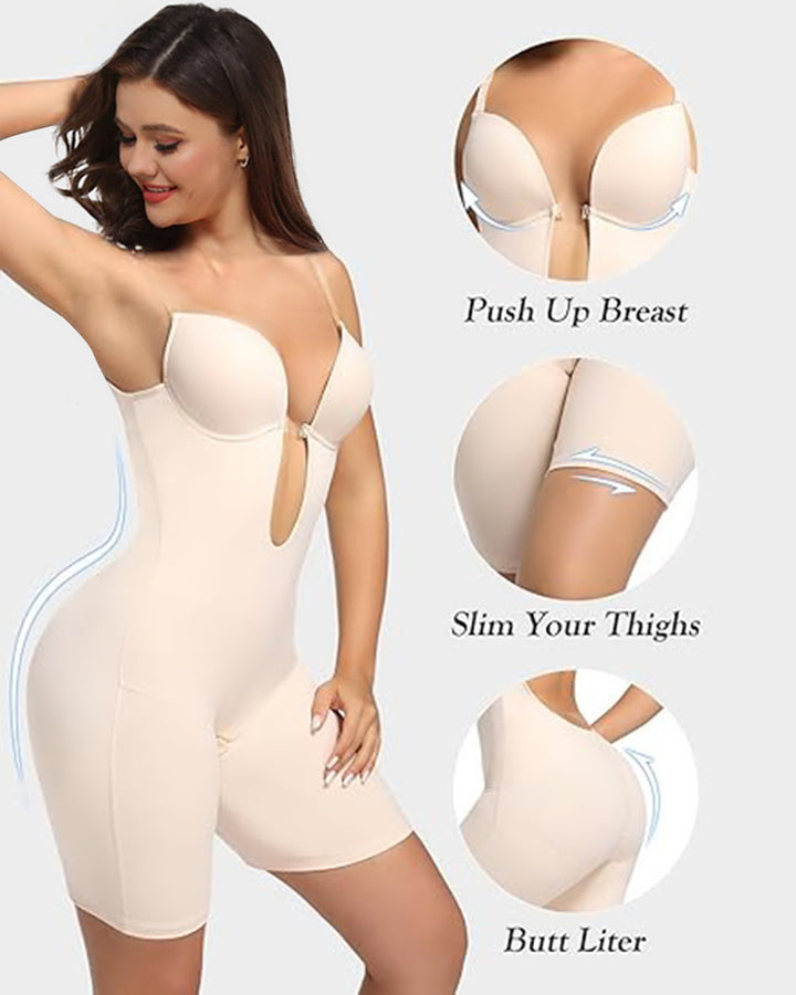 Shapshe® Bauchweg Rückenfreier Shapewear V-Ausschnitt Bodysuit Mit BH