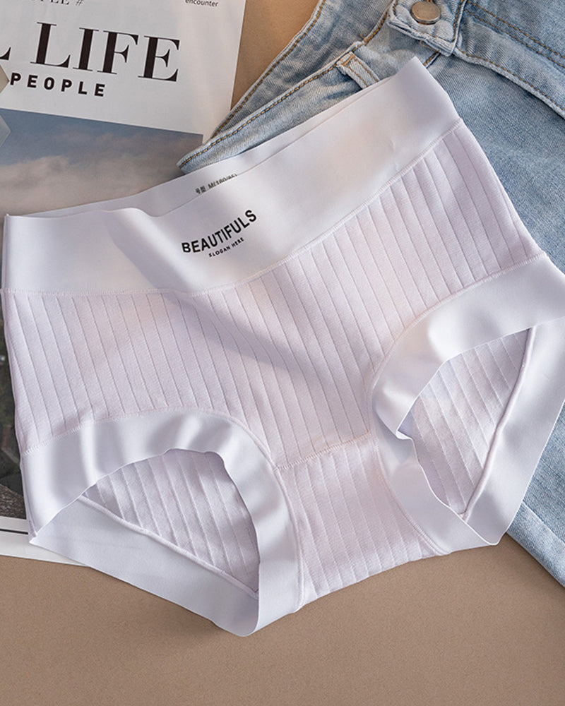 Damen Hoher Taille Einfarbig Baumwolle Antibakterielle Slips