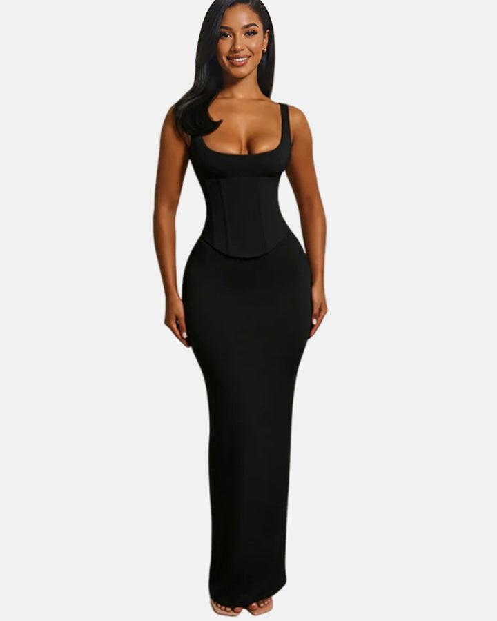 Sanduhrfigur Figurformer Korsett Maxikleid zweiteiliges Set