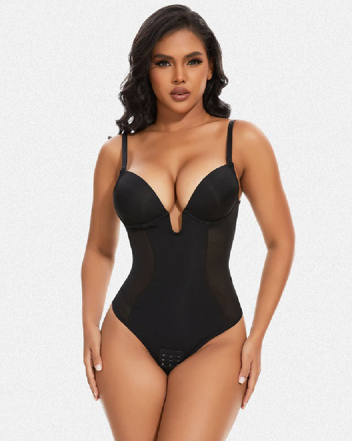 Shapshe® Damen Tiefem V-Ausschnitt Shapewear U-förmigem Rücken Nahtloser Tanga Bodysuit
