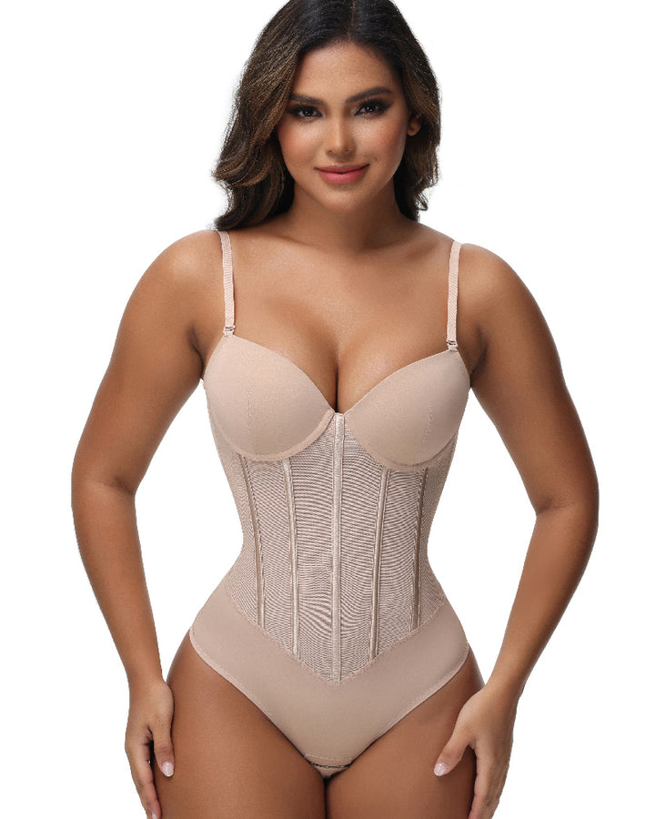 Shapshe® Damen Bauchweg Tanga Mesh Korsett Bodysuit Rückenfrei