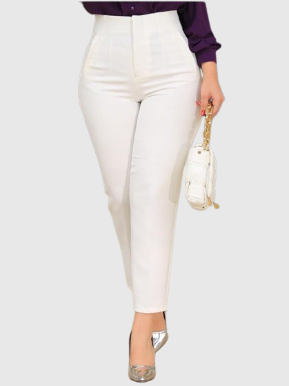 9 Punkt Hose mit Hoher Taille Seitentaschen und Bügelfalten