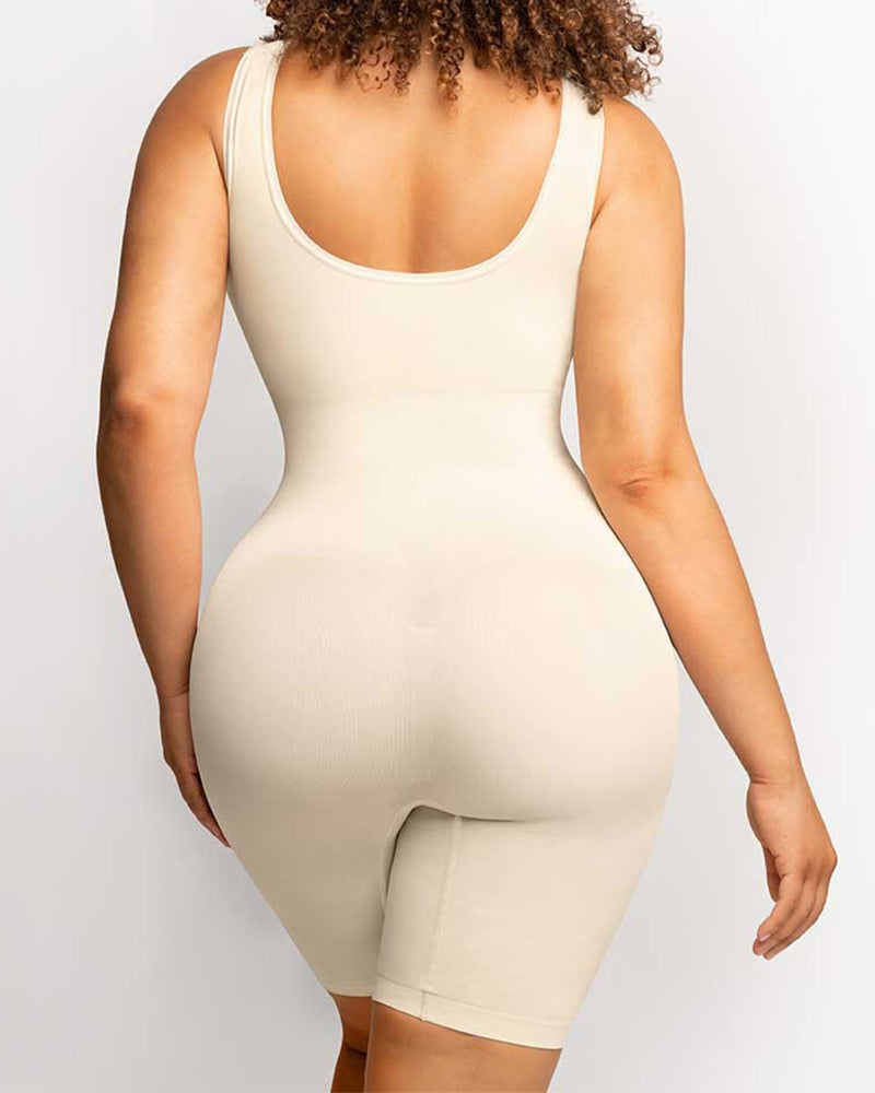 Damen Nahtloser Oberschenkel Bauchweg U-Ausschnitt Bodysuit Shapewear