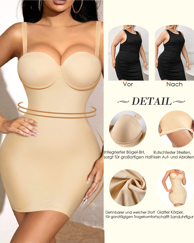 Trägerloses Bauchweg Bodycon Shapewear Kleid mit Eingebautem BH