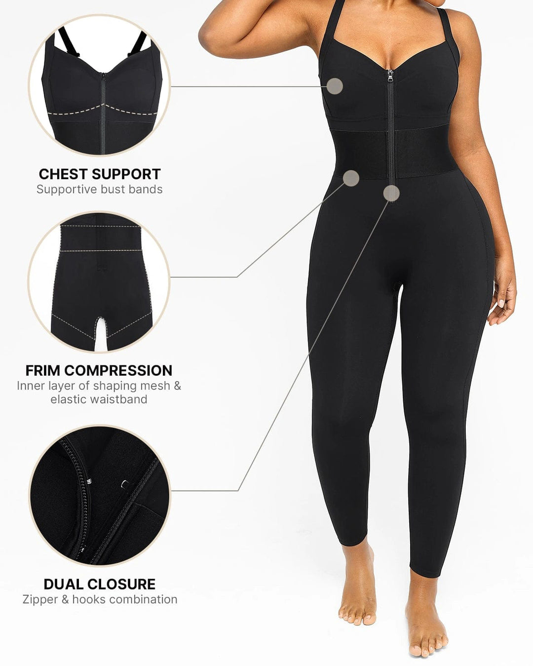 Shapshe® Ärmelloser Jumpsuit mit Bauchweg und Verstellbaren Trägern