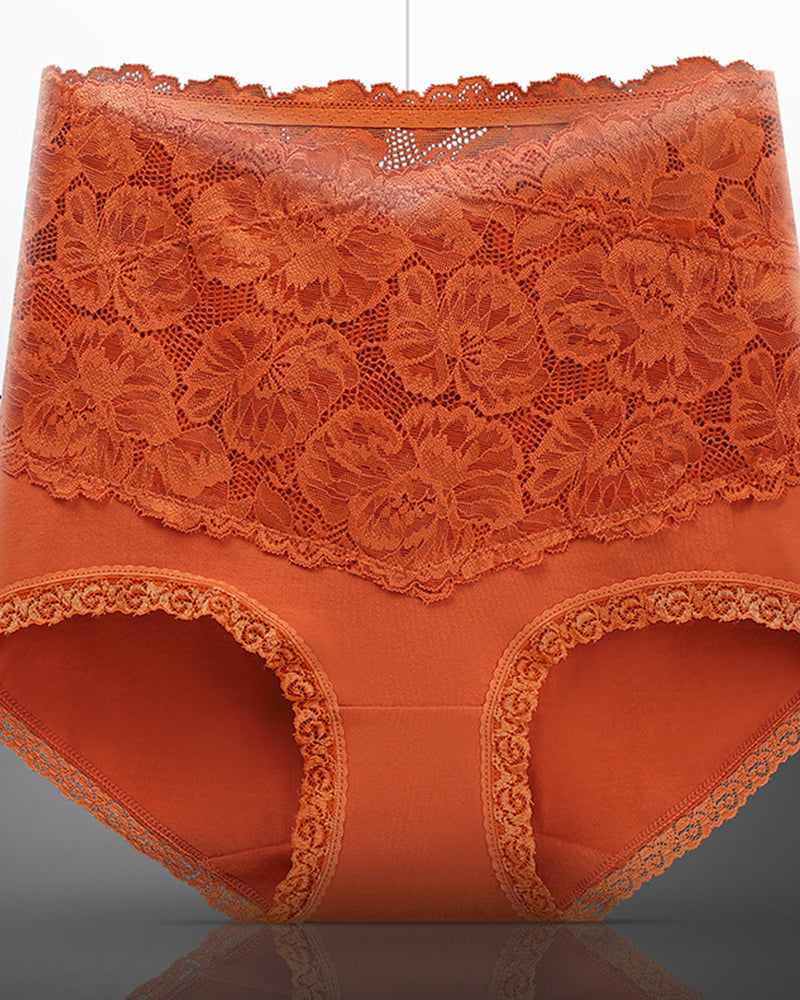 Damen V Förmige Hohe Taille Blumen Spitze Bauchweg Slip