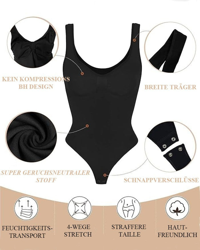 Bauchkontrolle formende Tanga Tanktop Shapewear Bodysuits mit U-Ausschnitt