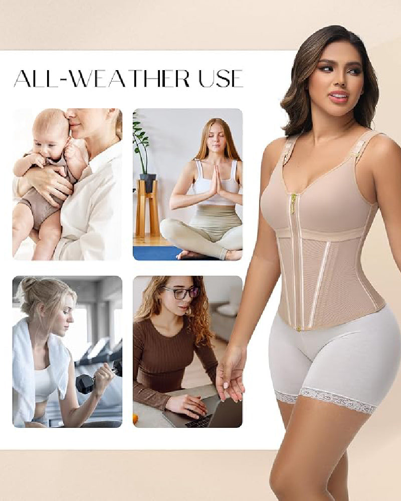 Shapshe® Fajas Colombianas Korsett Taillentrainer mit Reißverschluss und Stahlknochen