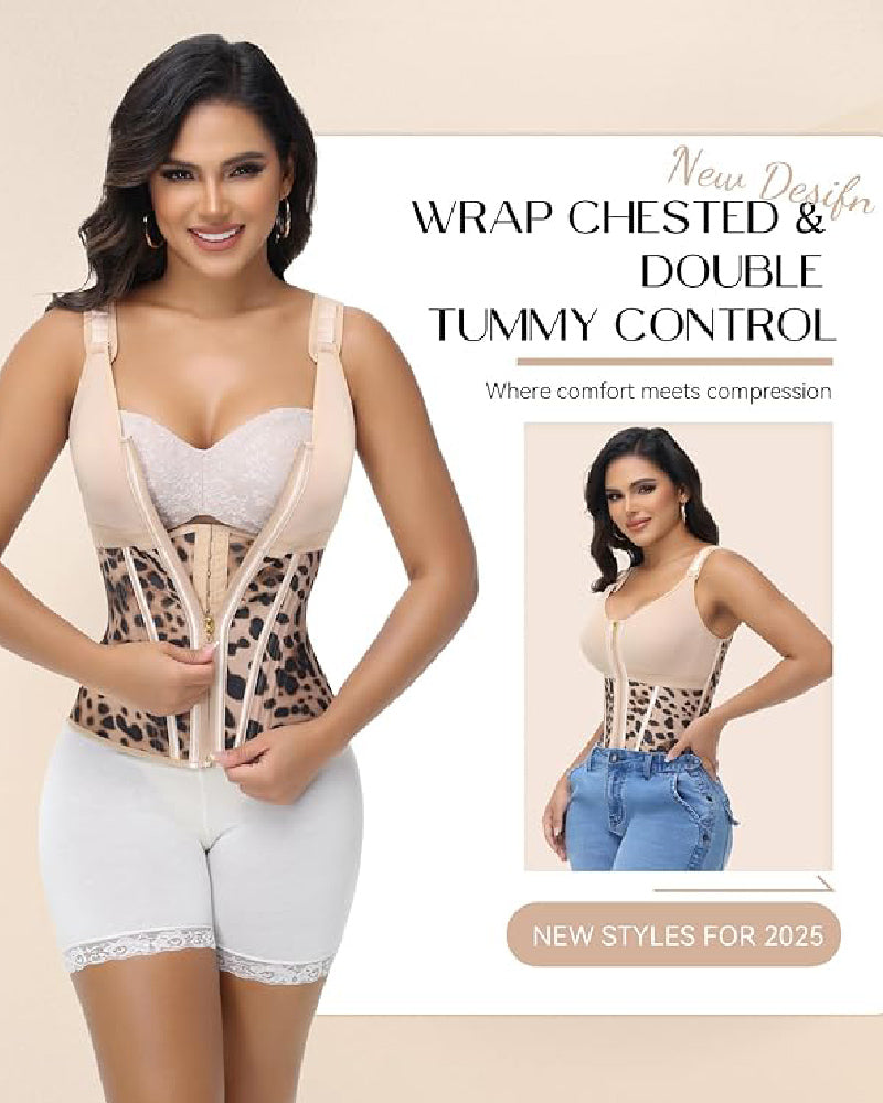 Shapshe® Fajas Colombianas Leopard Taillentrainer Weste mit BH