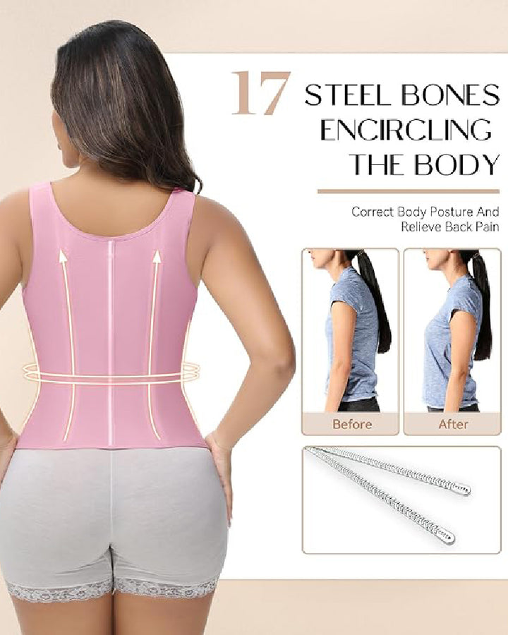 Shapshe® Fajas Colombianas Korsett Taillentrainer mit Reißverschluss und Stahlknochen
