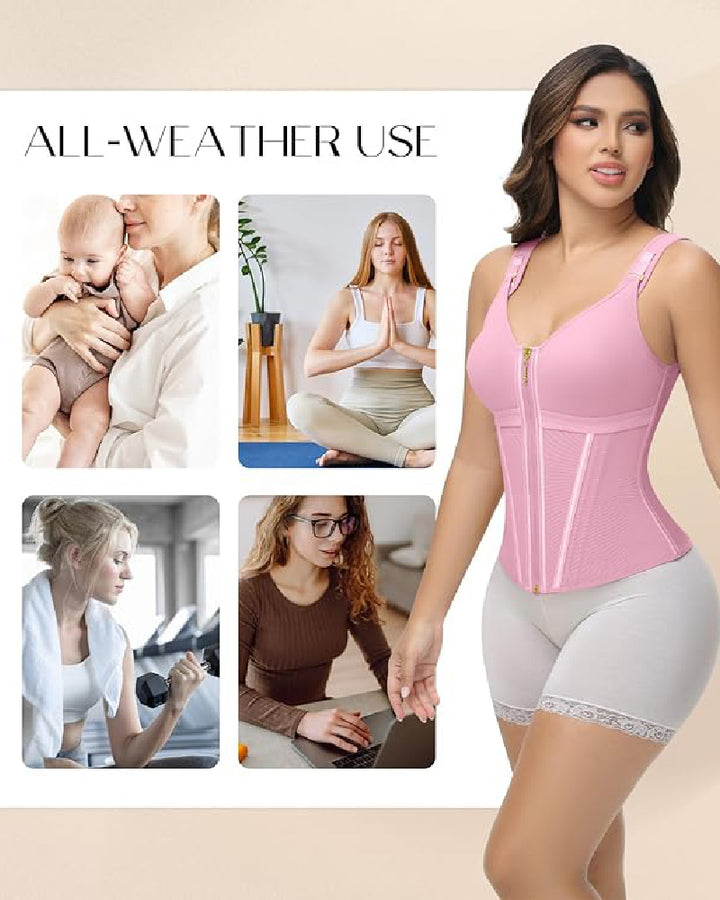 Shapshe® Fajas Colombianas Korsett Taillentrainer mit Reißverschluss und Stahlknochen