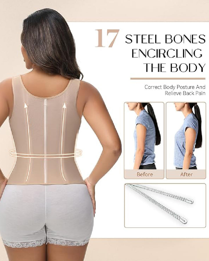 Shapshe® Fajas Colombianas Korsett Taillentrainer mit Reißverschluss und Stahlknochen