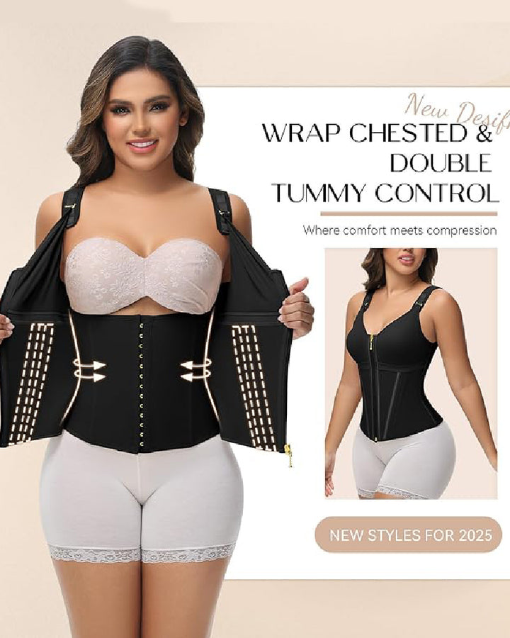 Shapshe® Fajas Colombianas Korsett Taillentrainer mit Reißverschluss und Stahlknochen