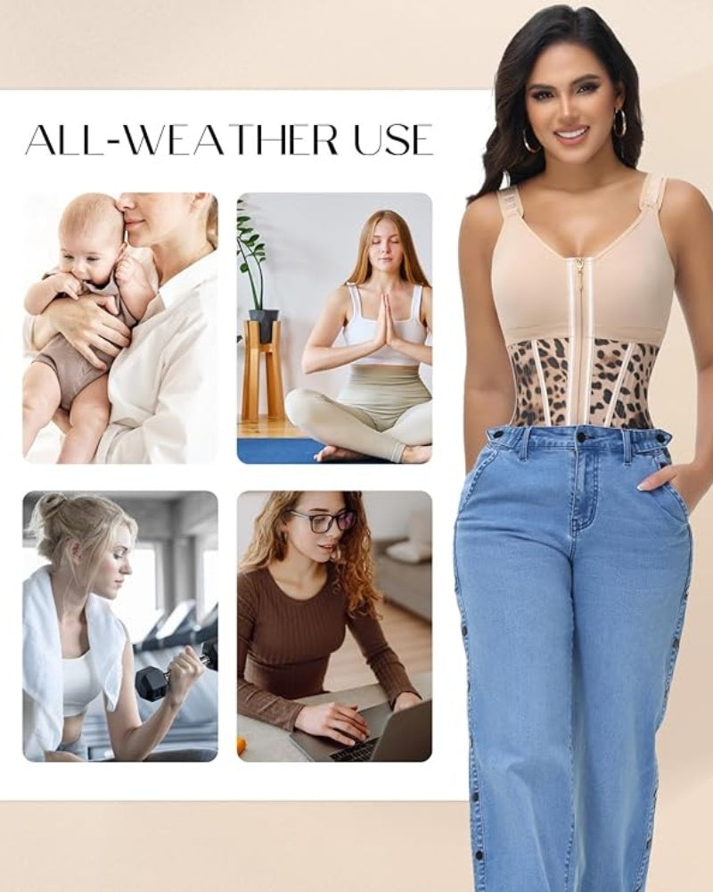 Shapshe® Fajas Colombianas Korsett Taillentrainer mit Reißverschluss und Stahlknochen