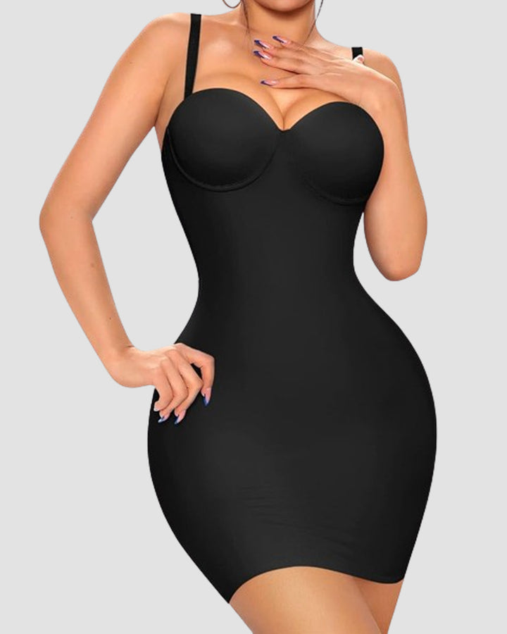 Trägerloses Bauchweg Bodycon Shapewear Kleid mit Eingebautem BH