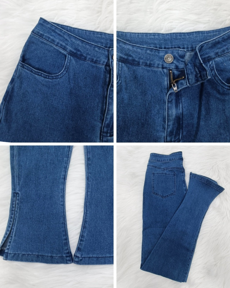 Damen Klassisch Schickes Ärmellos Verwaschenes Jeans Set