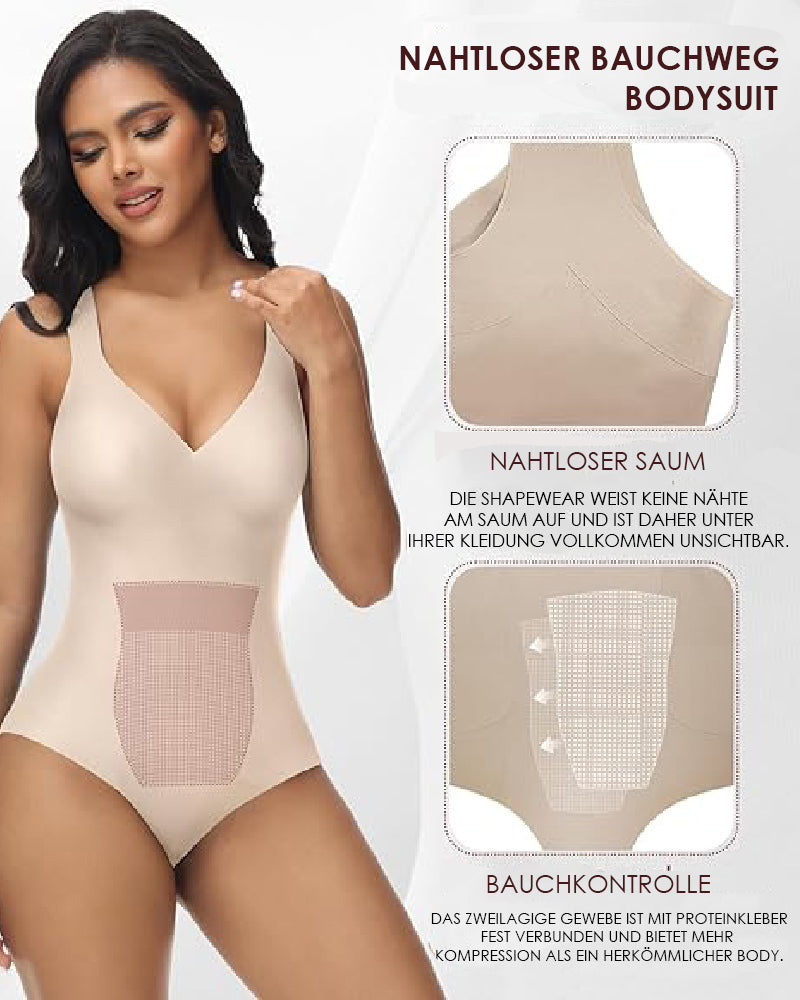 Shapshe® Damen Bauchweg Nahtloser Eisseide Bodysuit V-Ausschnitt