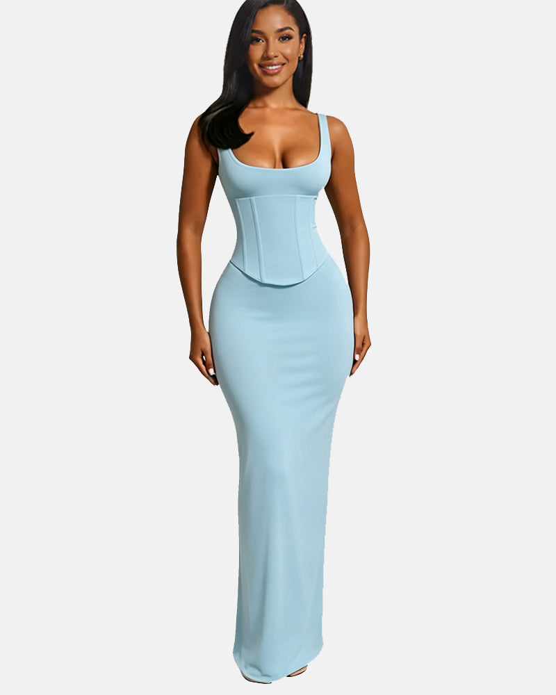 Sanduhrfigur Figurformer Korsett Maxikleid zweiteiliges Set