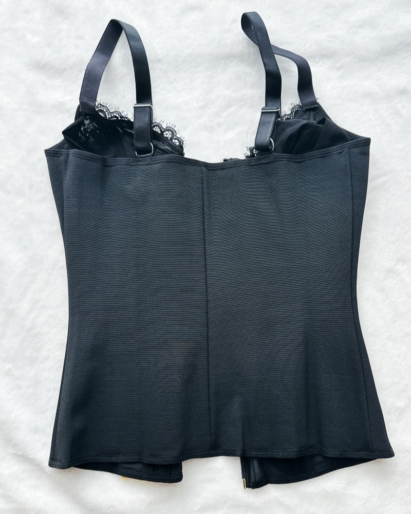 Korsett Weste V Ausschnitt Spitzen Reißverschluss Taillentrainer