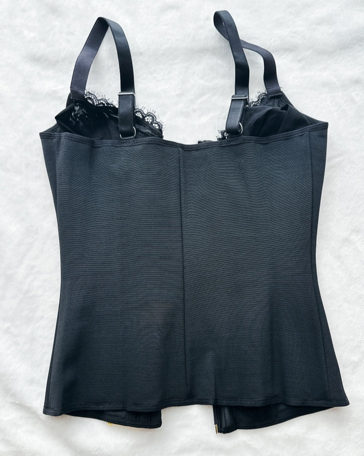 Korsett Weste V Ausschnitt Spitzen Reißverschluss Taillentrainer