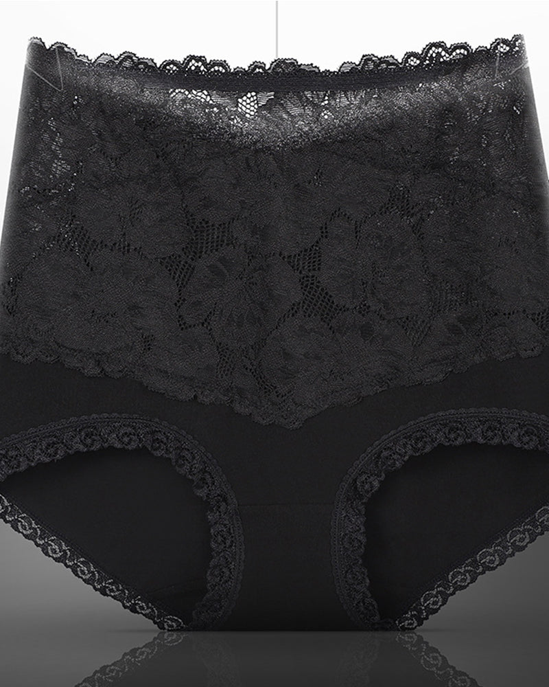 Damen V Förmige Hohe Taille Blumen Spitze Bauchweg Slip