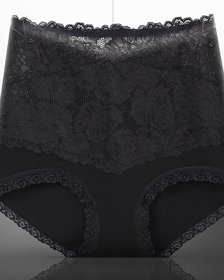 Damen V Förmige Hohe Taille Blumen Spitze Bauchweg Slip