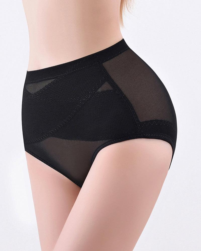 Mittelhohe Kreuz Kompressions Shapewear Unterwäsche Netz Bauchkontrolle Höschen