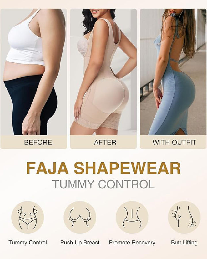 Shapshe® Hohe Kompressions-Shapewear mit Reißverschluss vorne und mittlerem Oberschenkel