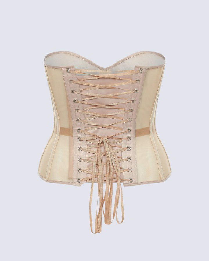 Damen Sexy Mesh Überbrust Korsett Vintage Durchsichtig Bustiers