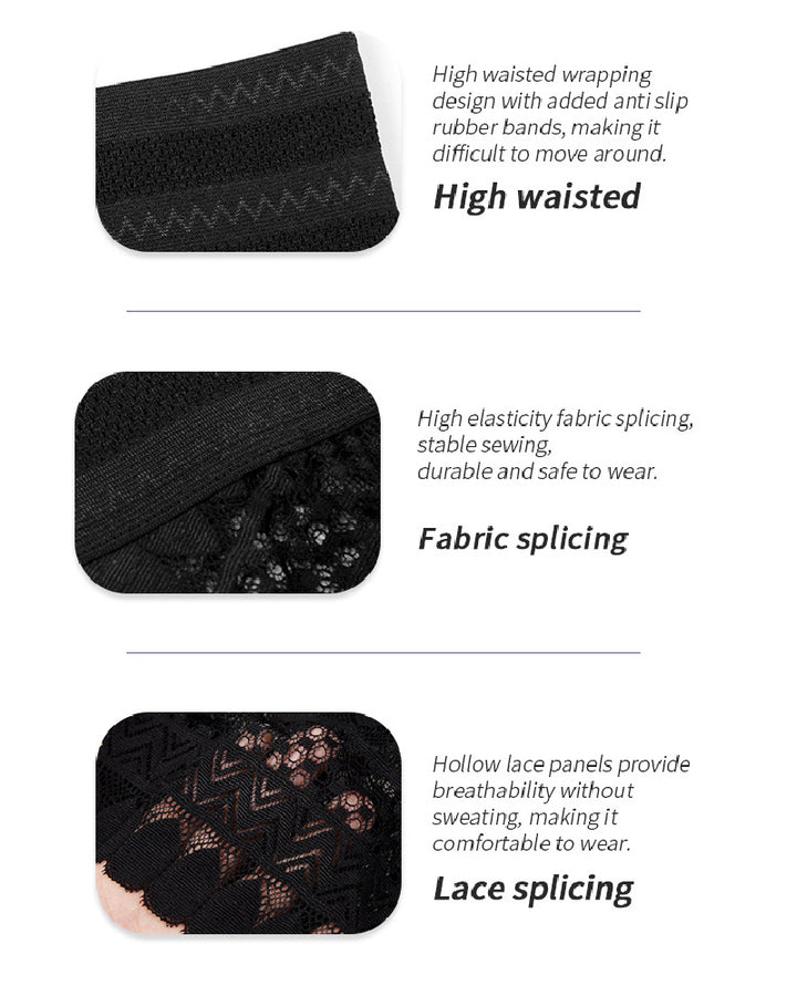 Damen Spitzenspleiß Hohl Hohe Taille Shapewear Figurformender Tanga