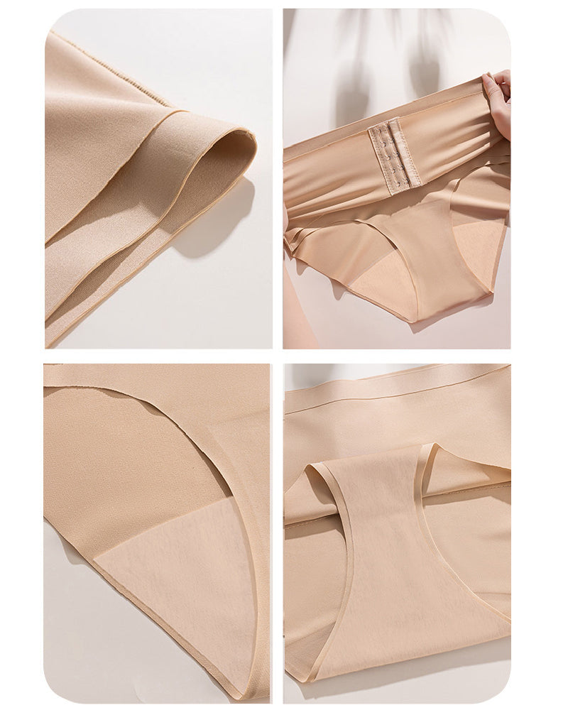 Damen Mittlere Taille Nahtlose Bauchweg Shapewear Slips mit Hakengürtel