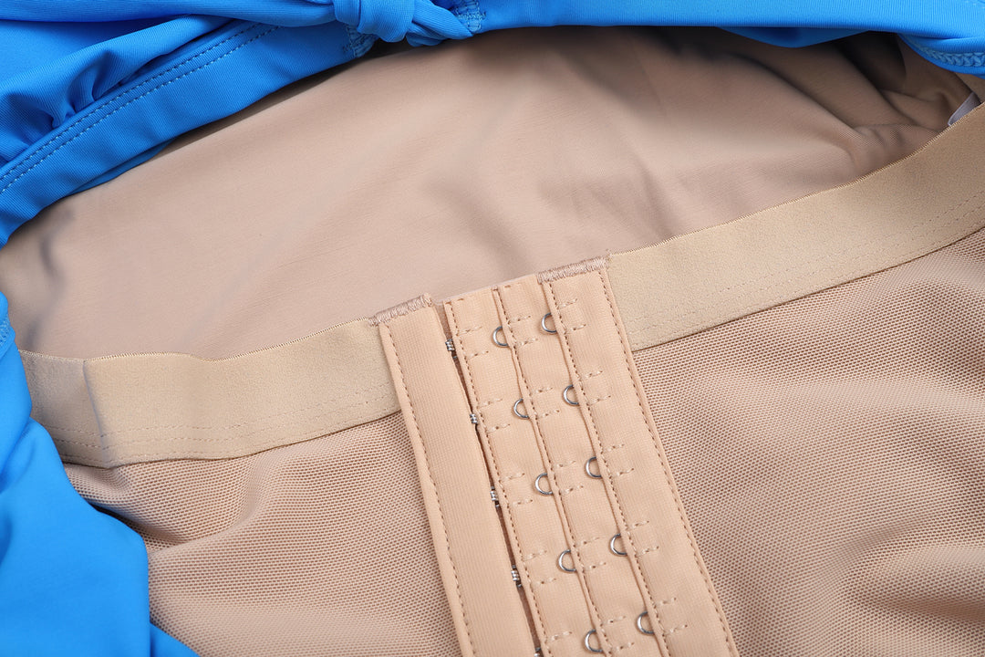 Shapshe® Blauer Langarm Badeanzug Mit Shapewear Für Mollige