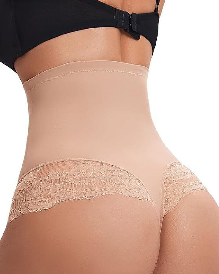 Nahtlose Spitze Bauchkontrolle Shapewear Hohe Taille Tanga Unterwäsche