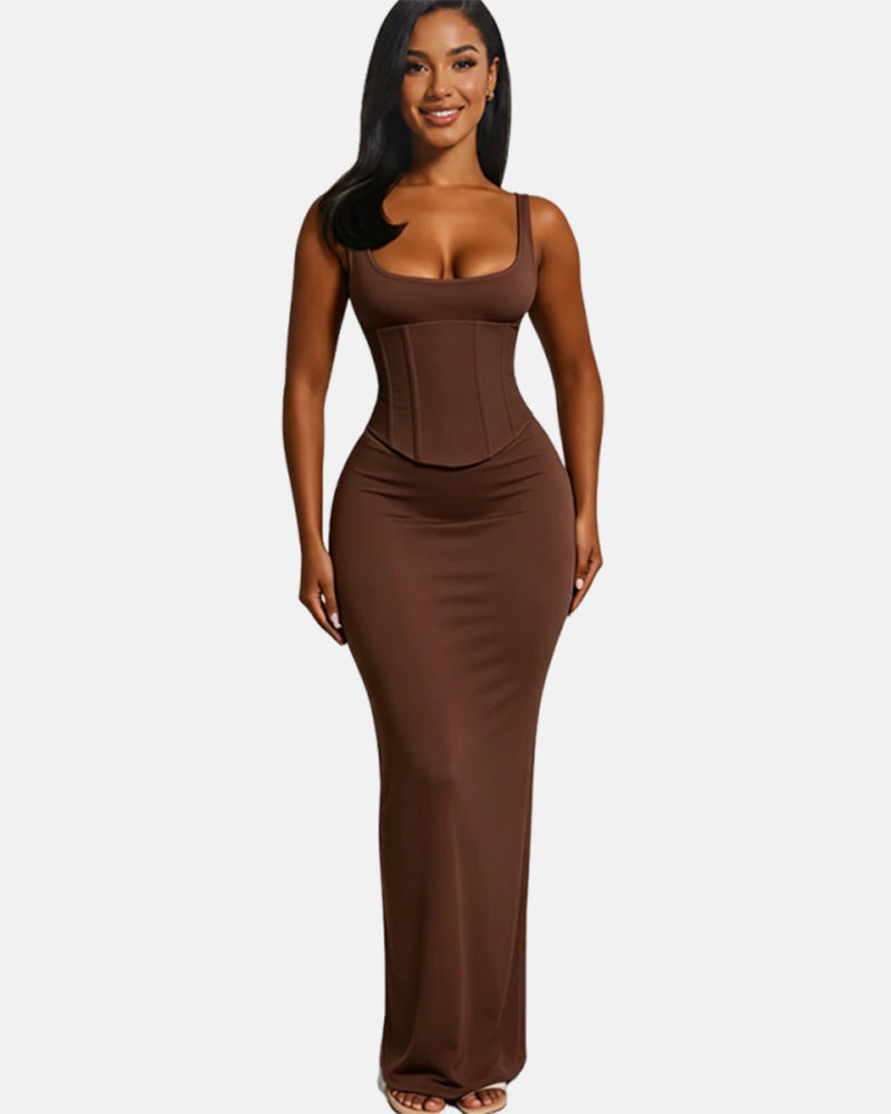 Sanduhrfigur Figurformer Korsett Maxikleid zweiteiliges Set