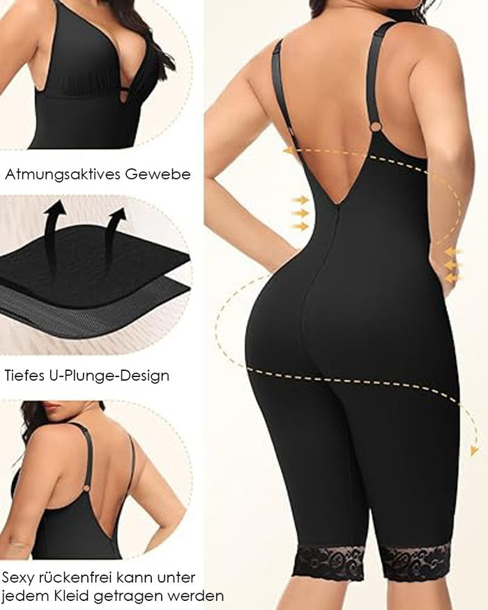 U Plunge Bauchweg Mittlerer Oberschenkel Bodysuit Nahtlose Fajas Shapewear