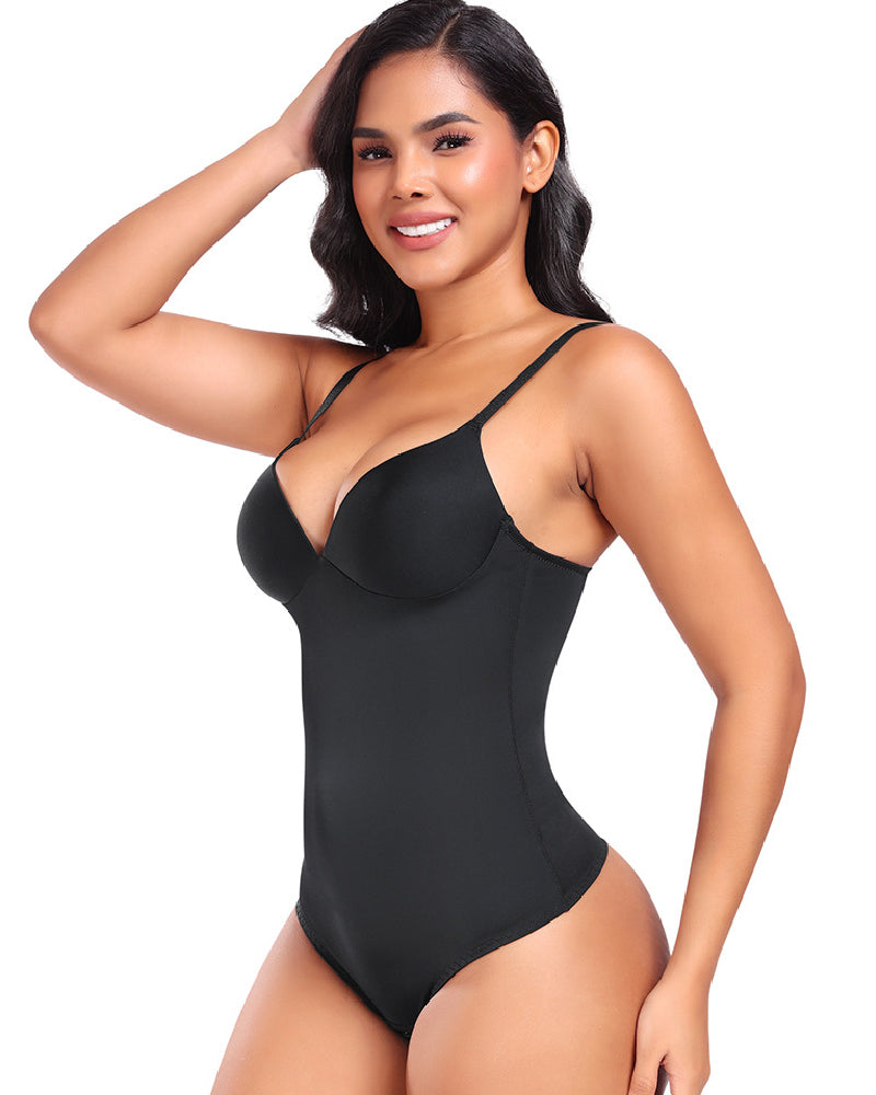 Shapshe® Damen Glatter Push-Up Bauchkontrolle Tanga Ärmelloser Body Shapewear