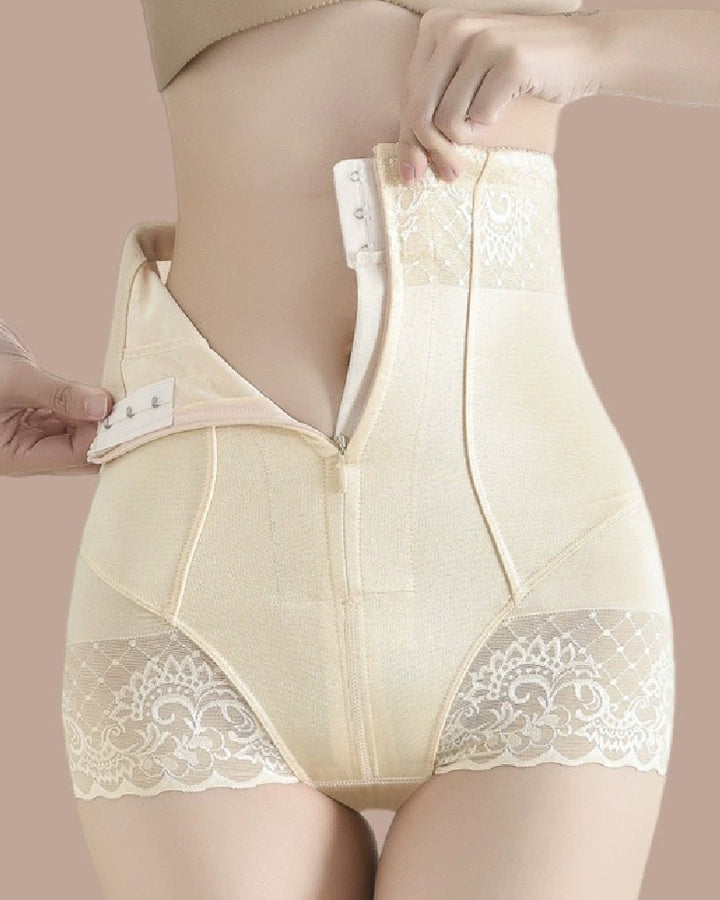 Hohe Taille Reißverschluss Mieder Shapewear Po-Lift Slip