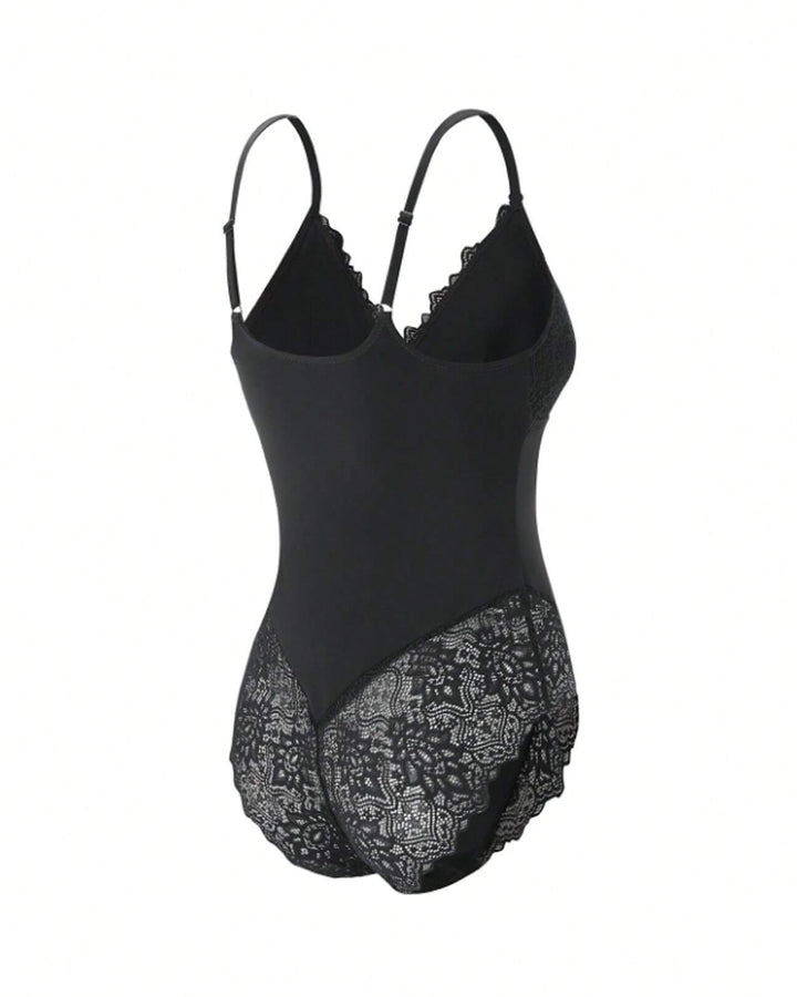 Spitze Spaghettiträger Cami Bodysuit Einteilige Shapewear für Damen