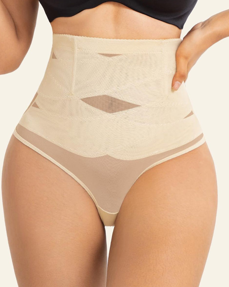 Überkreuzte Hohe Taille Shaping Slips Mesh Bauchkontrolle Unterhose