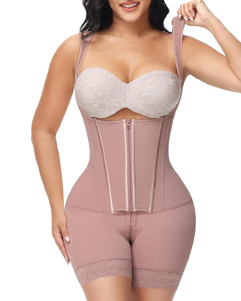 Shapshe® Hohe Kompressions-Shapewear mit Reißverschluss vorne und mittlerem Oberschenkel