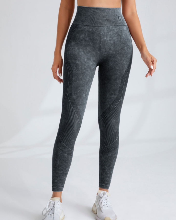 Nahtlose Yogahose Schnell Trocknend Hüfthebend Fitnesshose mit Buchstaben