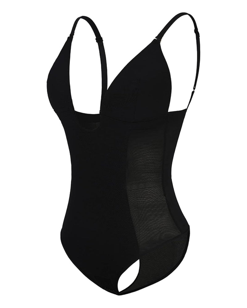 Shapshe® Damen Tiefem V-Ausschnitt Shapewear U-förmigem Rücken Nahtloser Tanga Bodysuit